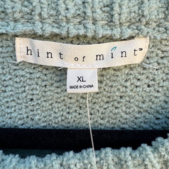 Hint Of Mint Womens Dried Sage Pullover Tie Sleeves Knit Tunic Sweater New XL - Picture 2 of 11